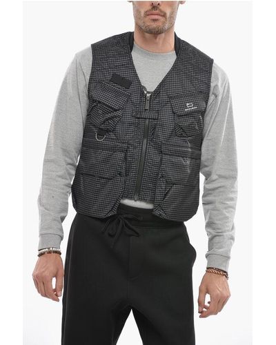 Woolrich Checked Tsunooga Vest With Breast Pocket - Grey