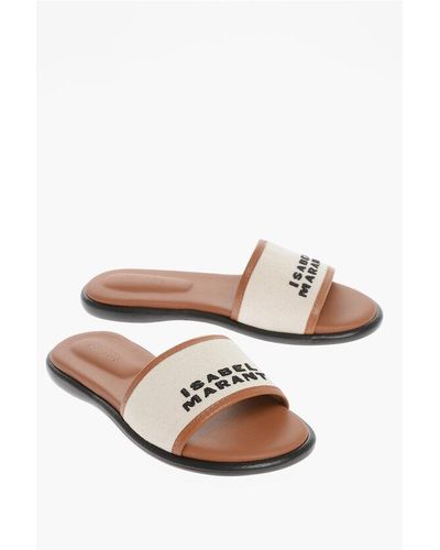 Isabel Marant Cotton Vikee Sandals With Leather Trim - Pink