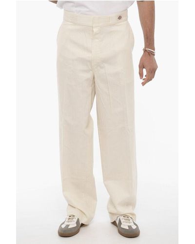 Dickies Pop Trading Company Straight Leg Cotton And Linen Trousers - Natural