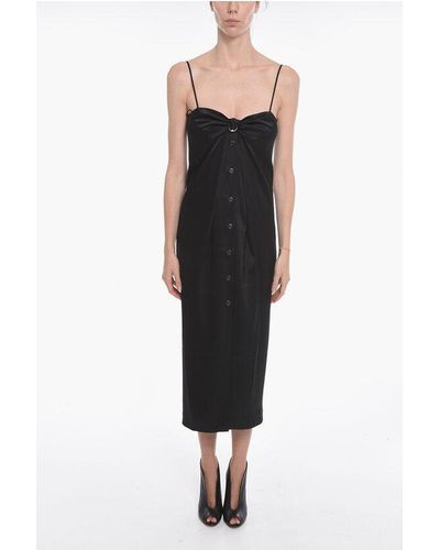 Nanushka Buttoned Doris Satin Slip Dress - Black