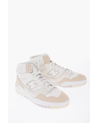 New Balance Two-Tone Leather And Fabric High-Top Trainers - White
