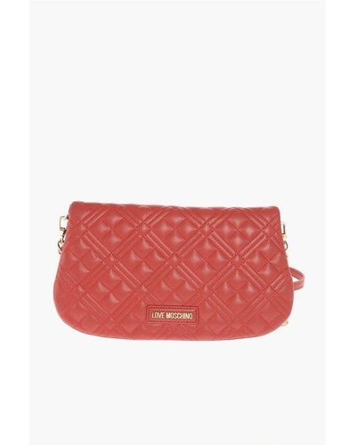 Moschino Love Quilted Faux Leather Crossbody Bag - Red