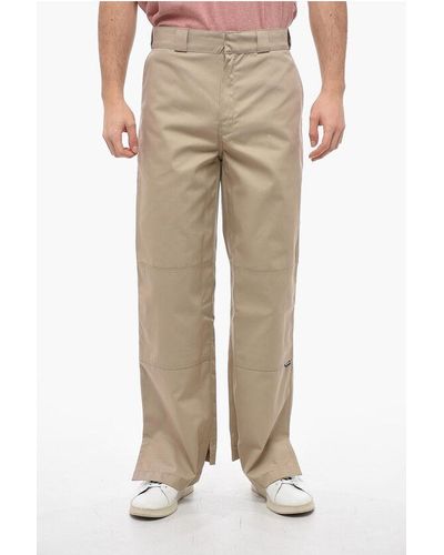 Palm Angels Cotton Blend Reversed Waistband Trousers - Natural
