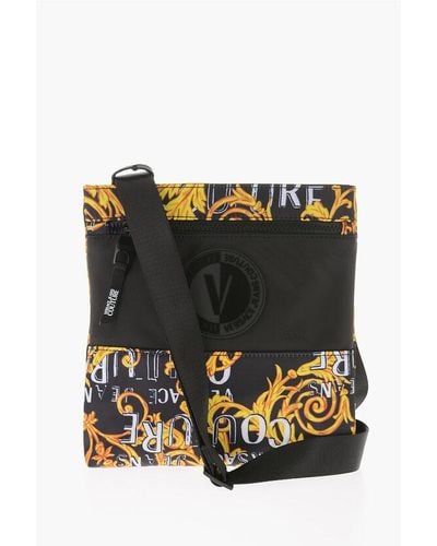 Versace Jeans Couture Baroque Motif Range Crossbody Bag With Maxi Sh Size Unic - Black