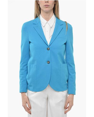 Harris Wharf London Unlined Jersey Blazer With Patch Pockets - Blue