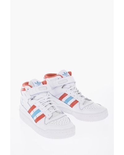 adidas Leather Forum Mid Trainers With Contrasting Details - White