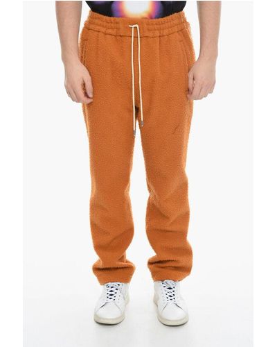 Just Don Bouclè Wool Trousers With Contrasting Side Band - Orange