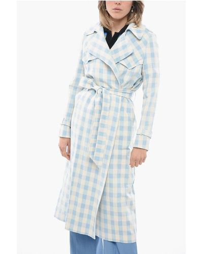 Tagliatore Unlined Carola Trench With Check Pattern - Blue