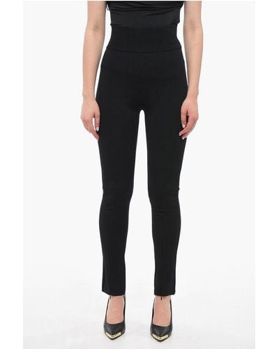 Alaïa Stretch Knit Trousers With Zipped Detail - Black