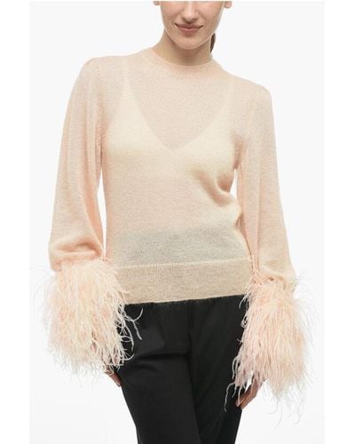 Gucci Mohair-Blend Jumper With Feathers Detail - Natural
