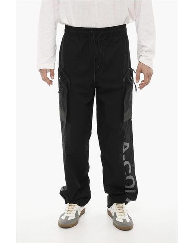 A_COLD_WALL* Drawstring Waist Rip Stop Check Cargo Trousers - Black
