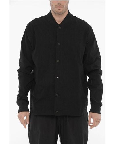 Thom Krom Solid Colour Overshirt With Front Buttoning - Black