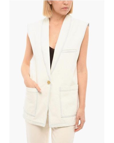 Forte Forte One-Buttoned Sleeveless Jacket With Bleached Effect - White