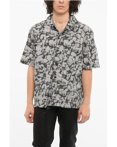 44 Label Group Printed Zerfall Short-Sleeved Shirt With Breast Pocket - Grey