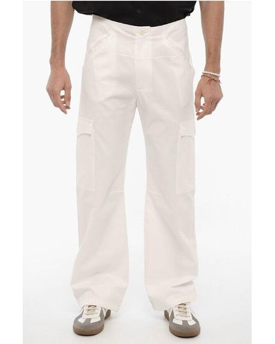 Bluemarble Solid Colour Lightweight Cotton Cargo Trousers - White