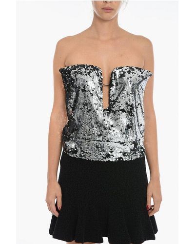 Isabel Marant Sequined Mandy Top With Sweetheart Neckline - Black