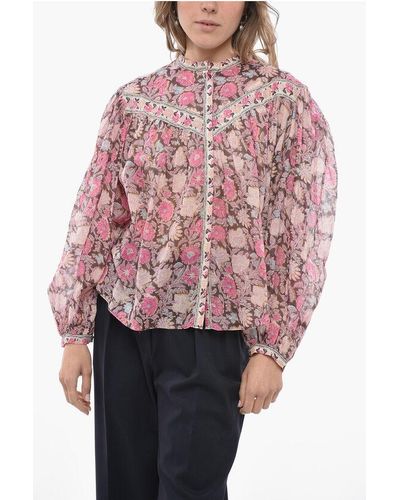 Isabel Marant Etoile Floral Salika Shirt With Baloon Sleeves - Red