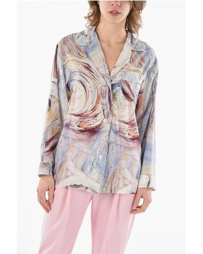 Alexander McQueen Bosch Printed Silk Pijama Shirt - Red