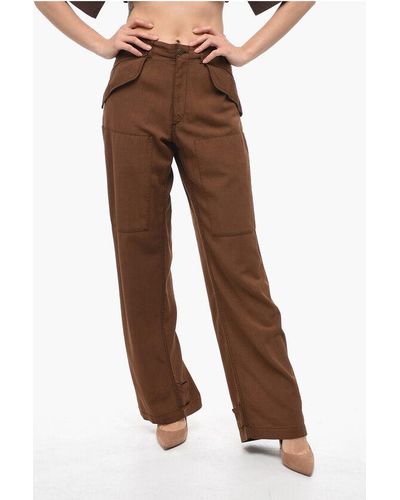 Etro Straight Fit Wool Trousers With Belt Loops - Brown