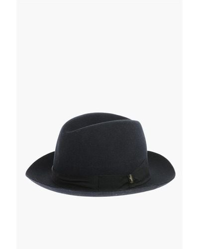 Borsalino Felt Marengo Fedora Hat With Ribbon - Black