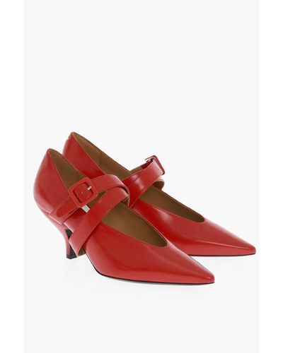 Maison Margiela Mm22 Point Toe Leather Mary Jane Court Shoes 6,5Cm - Red