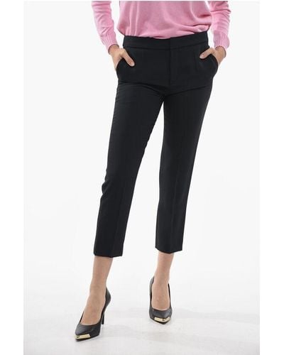 Chloé Viscose Blend Chinos Trousers With Hidden Closure - Black