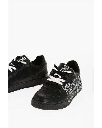 Versace Jeans Couture Leather Starlight Low Top Trainers With Printe - Black