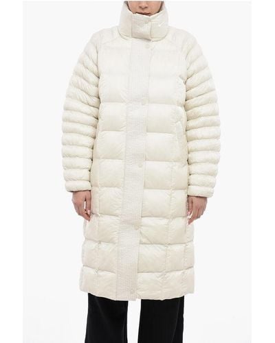 Nike Quilted Padded Maxi Jacket With Snap Buttons - White