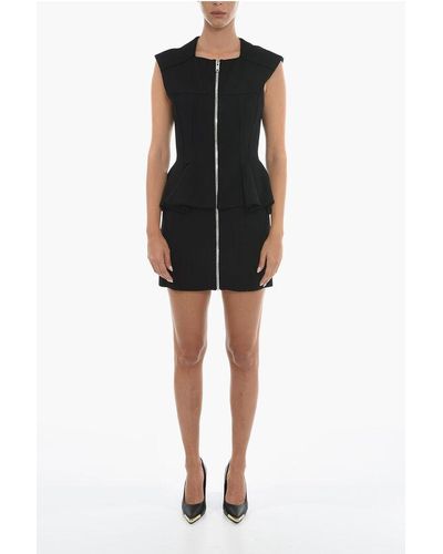 Givenchy Sleeveless Zip-Up Peplum Dress - Black