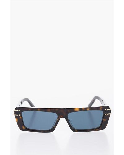 Dior Tortoiseshell Rectangular Frame Signature Sunglasses - Blue
