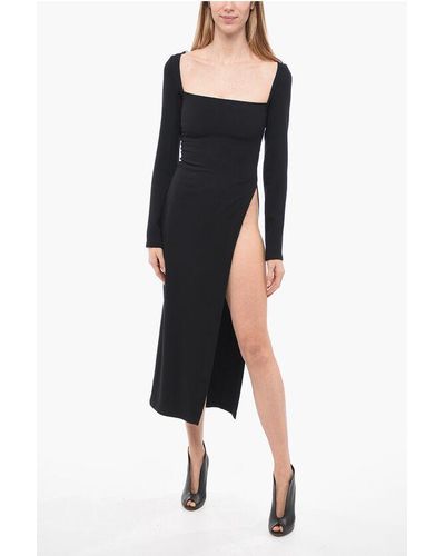 Ann Demeulemeester Long-Sleeved Jasmin Sheath Dress With Maxi Split - Black