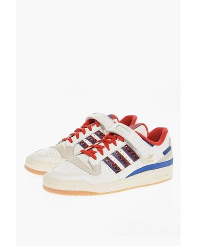 adidas Leather Forum Trainers With Animal Printed Inserts - Red
