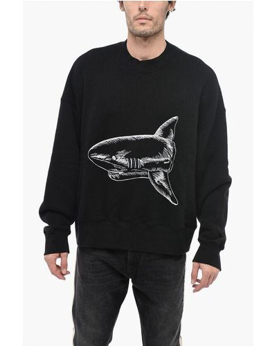 Palm Angels Embroidered Shark Crewneck Sweatshirt - Black