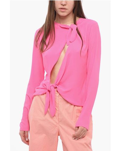 The Attico Zelda Blouse With Cut-Out Detail And Double Knot On The Fron - Pink