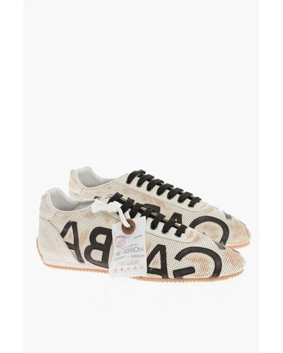 Dolce & Gabbana Vintage Effect Leather Mesh Low-Top Trainers - Multicolour