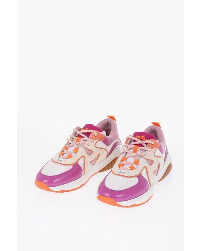 Hogan Lace-Up Leather And Canvas Trainers - Pink