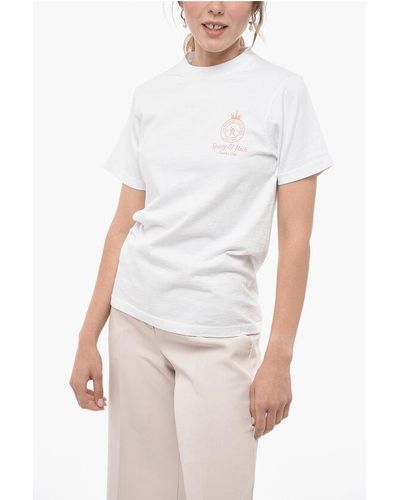 Sporty & Rich Solid Colour Crew-Neck T-Shirt With Printed Logo - White