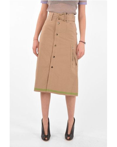 Bottega Veneta Multipocket Selvedge Cotton Midi Skirt - Natural