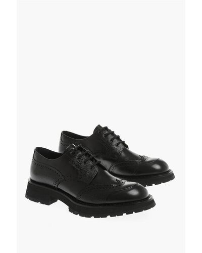Alexander McQueen Leather Derby With Brogues Details - Black