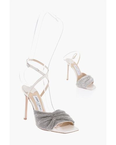 Jimmy Choo Leather Naria Ankle-Strap Sandals Embellished With Rhineston - White