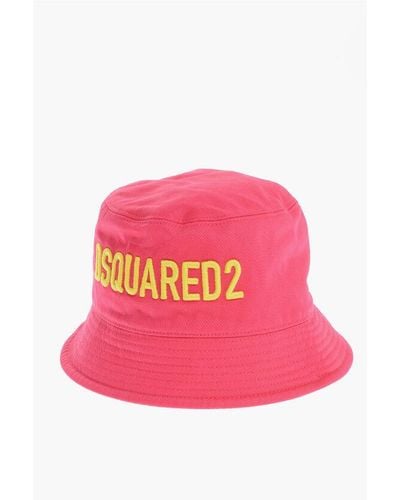 DSquared² Solid Colour Bucket Hat With Embossed Logo - Pink