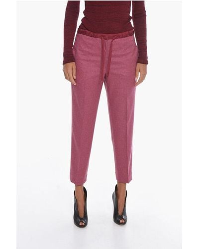 Jil Sander Wool Front-Pleated Trousers With Drawstring - Red