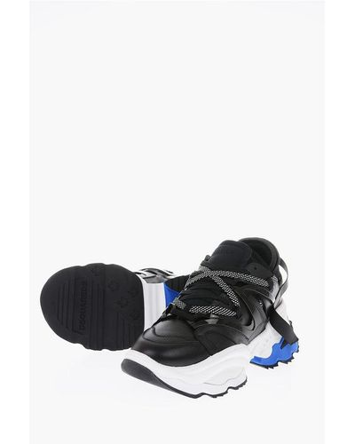 DSquared² Leather And Fabric The Giant Trainers With Statement Sole - White