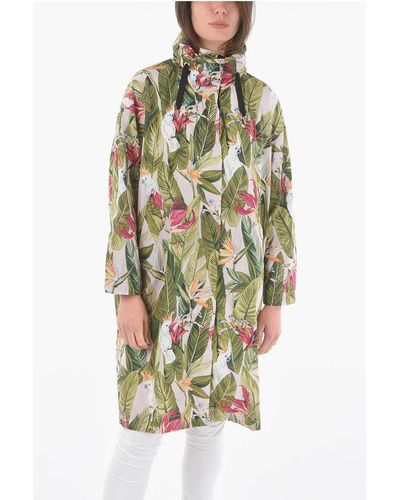Woolrich Jungle Motif Chemung Oversized Trench With Extractable Hood - Multicolour