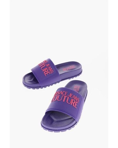 Versace Jeans Couture Rubber Shelly Slides With Embossed Logo - Purple
