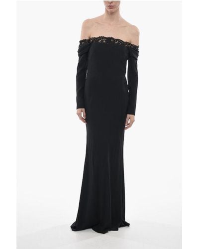 Alexander McQueen Viscose Blend Mermaid Dress With Lace Detail - Black