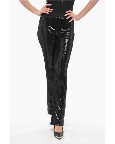 P.A.R.O.S.H. Sequined Pille Flared Trousers - Black