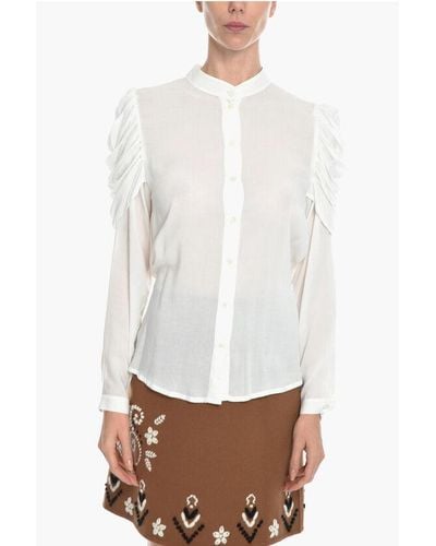 Ann Demeulemeester Mandarin Collar Trilene Shirt With Double Closure - White
