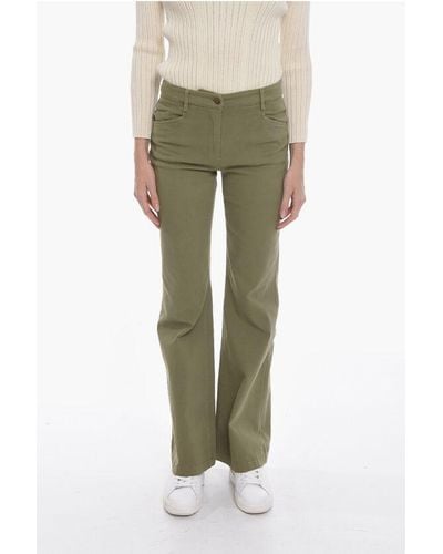 True Royal Stretch Cotton Laura Stright Fit Trousers - Green