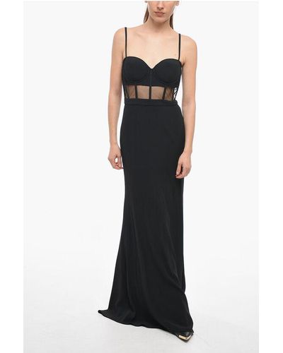 Alexander McQueen Evening Bustier Dress With Semi-Sheer Detail - Black